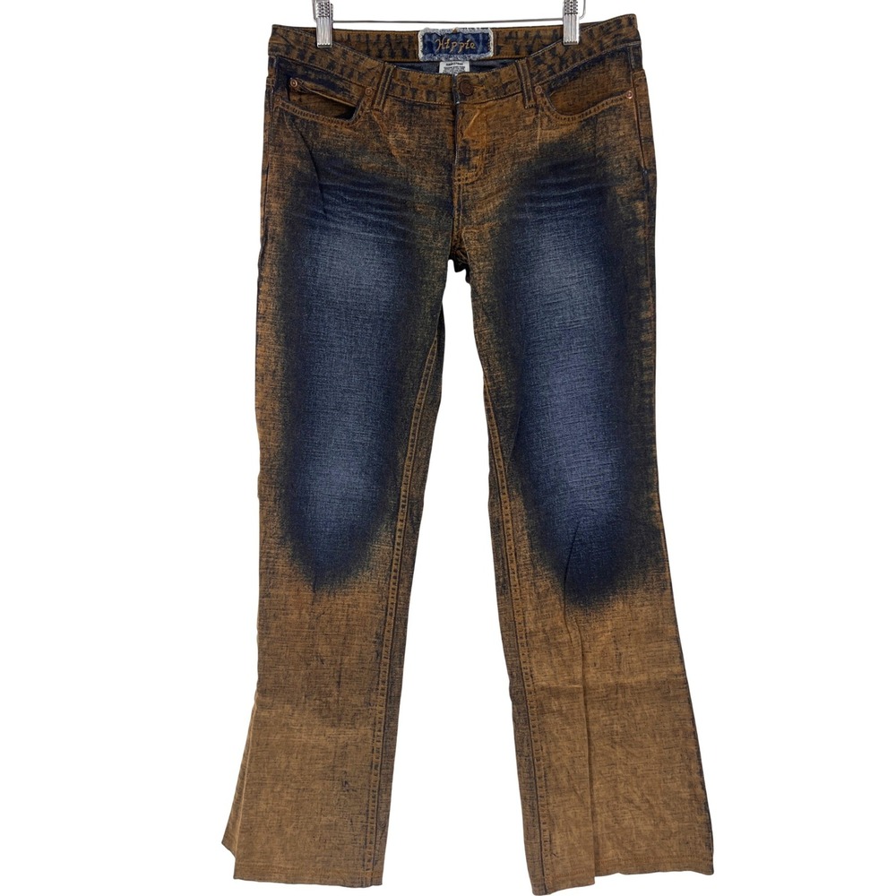 Y2K Hippie Jeans Women 30 Brown Acid Wash Tinted Blue Denim Made in USA Low Rise
